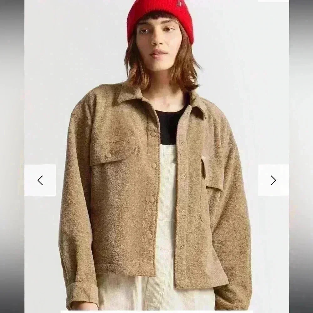Brixton Bowery Women's Fleece sherpa jacket shacket- Oatmeal